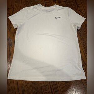 Nike Womens Dri Fit White Tee with Black Logo